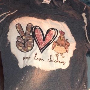 Peace, love, chickens bleached Tee.